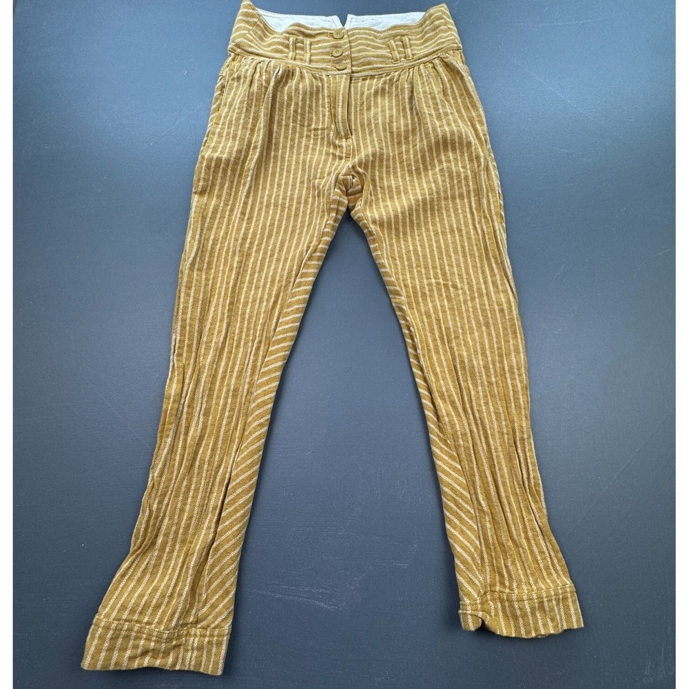 Free People Pants Women's 0 Mustard Yellow Striped High Rise Boho Festival Cord